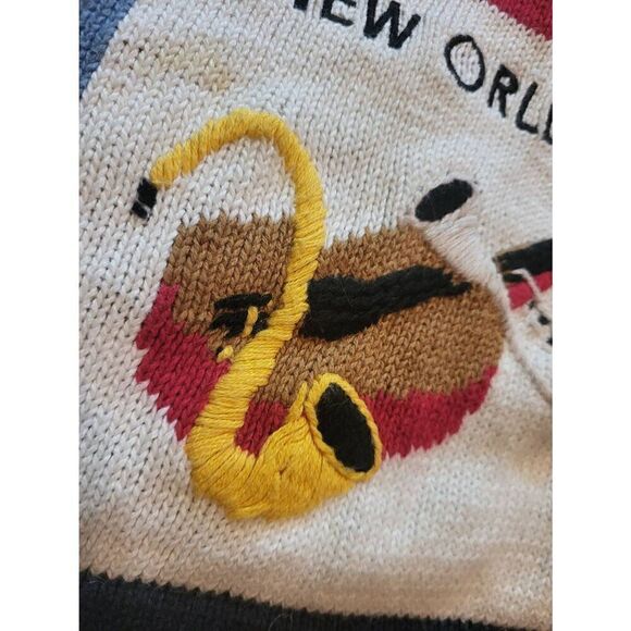 Quacker Factory Sweater Women's 2X Blue Embroidered Patriotic American Cities - Picture 5 of 6